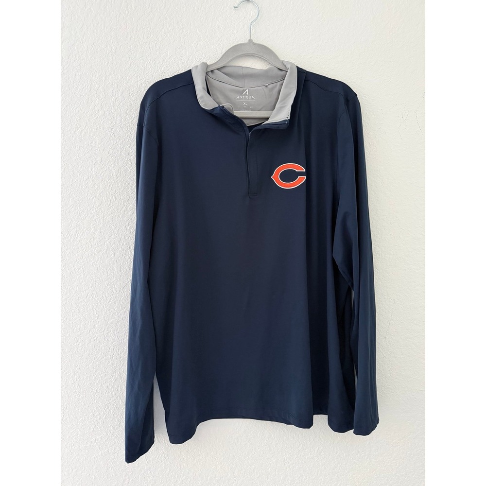 Chicago Bears‎ Antigua Men's Navy/Gray Content Quarter-Zip Pullover Top